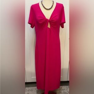 Pink Twist Front Short Sleeve V Neck Maxi Dress Women’s Sz XL NEW!